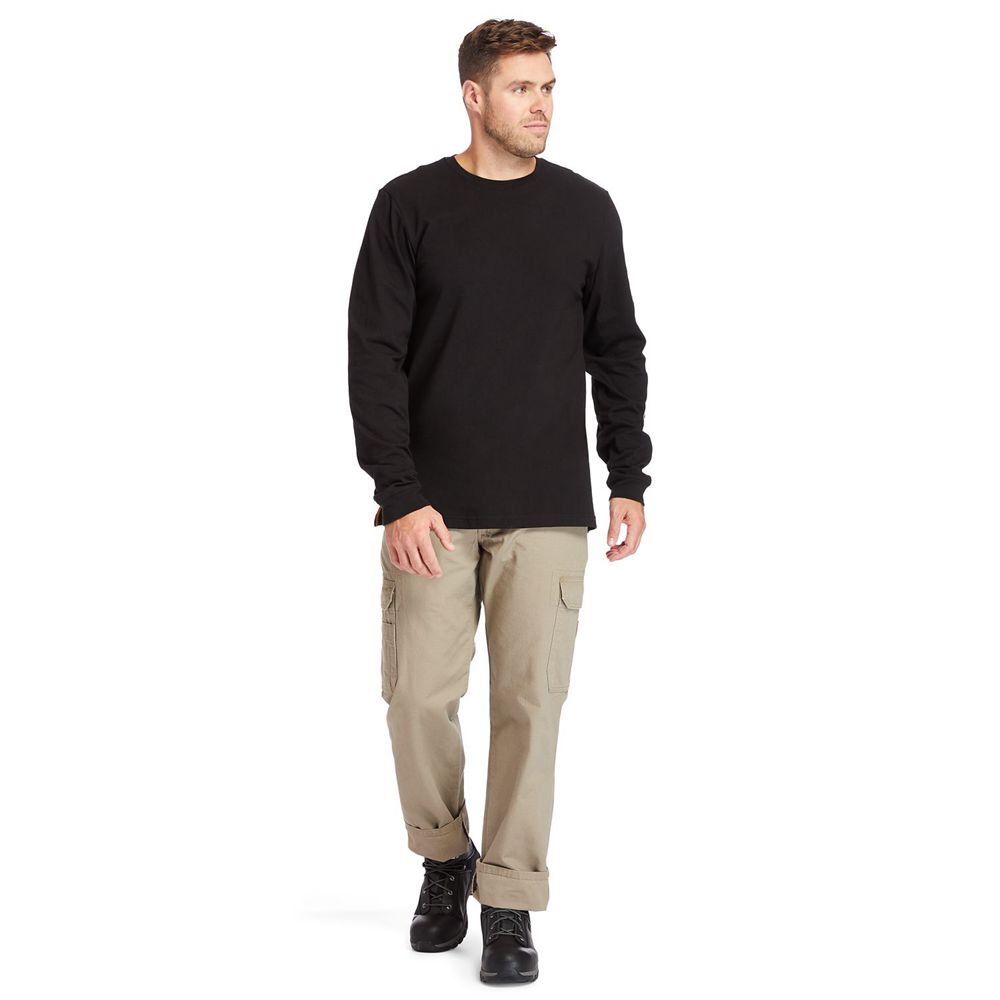 Timberland Mens T-Shirts PRO® Big & Tall Base Plate Long-Sleeve Wicking - Black - India TD3094728